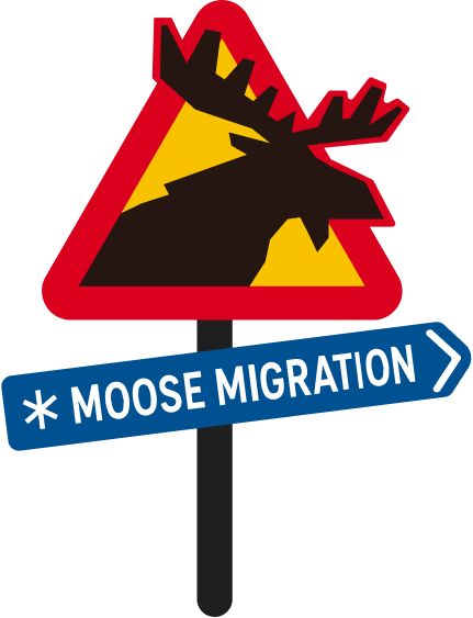 Moose crossing road sign