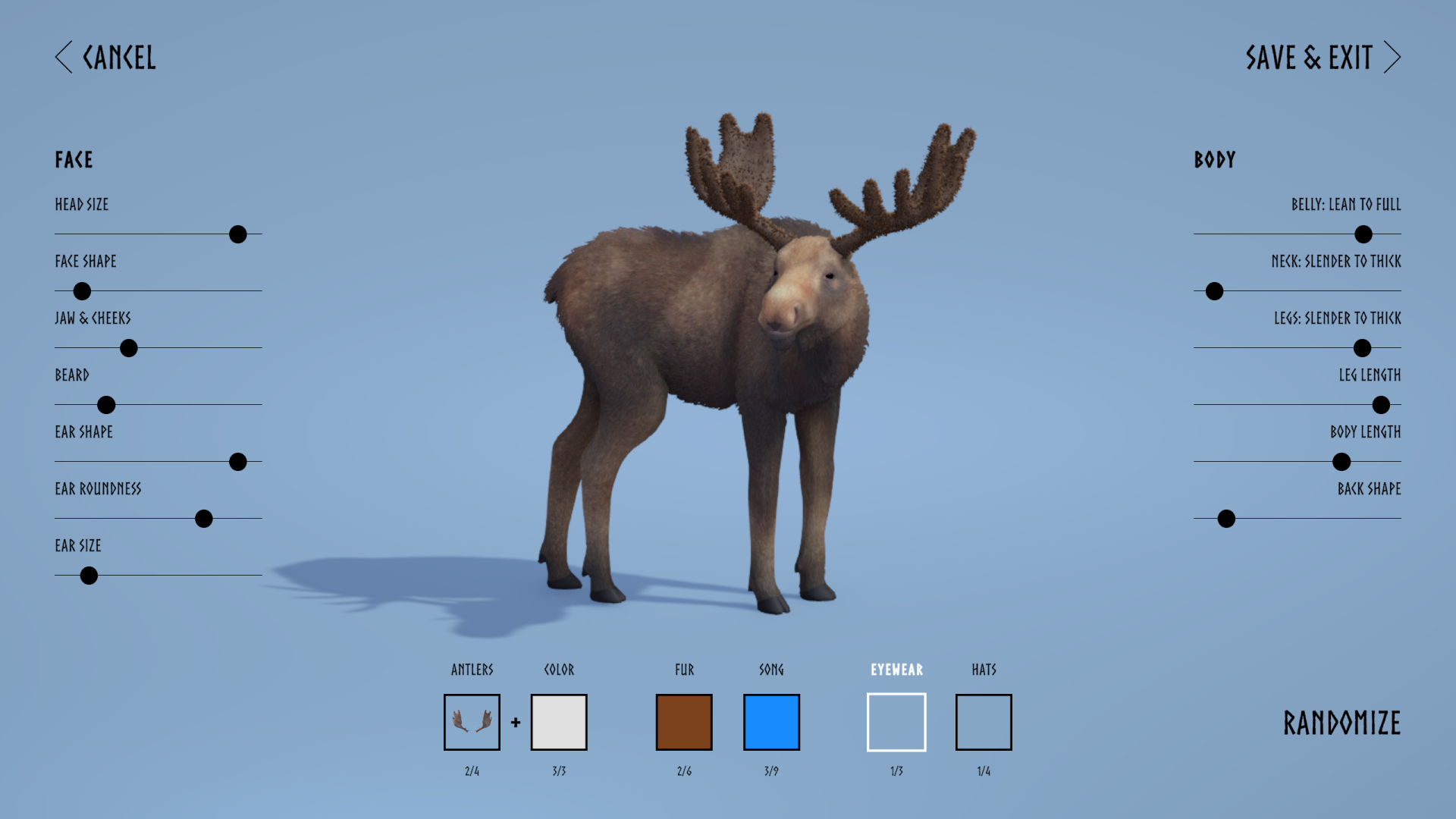 Shaping a moose in the customizer